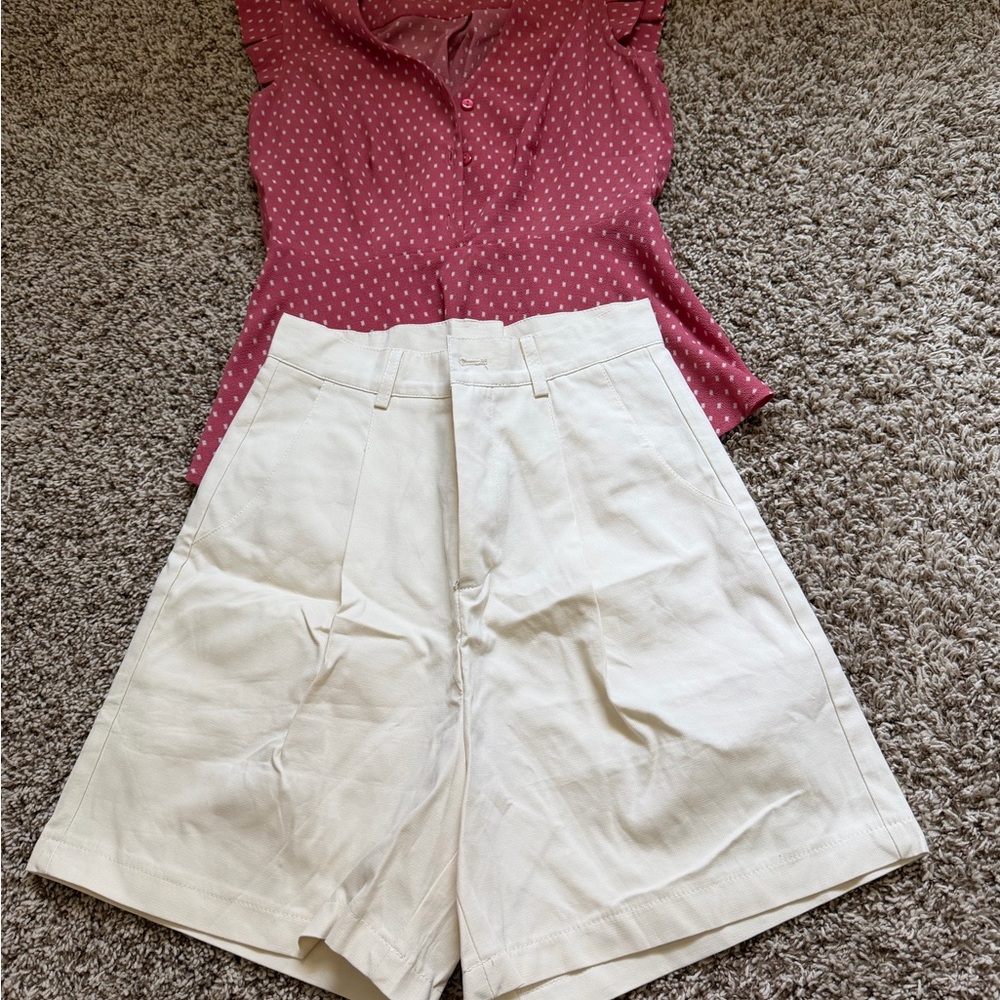 Monteau Cream High-Waist A-Line Shorts